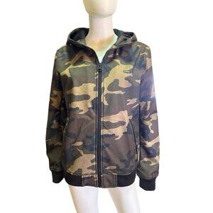 Levi's Camo Hooded Bomber Jacket Water Resitant Softshell Men's Size Large EUC